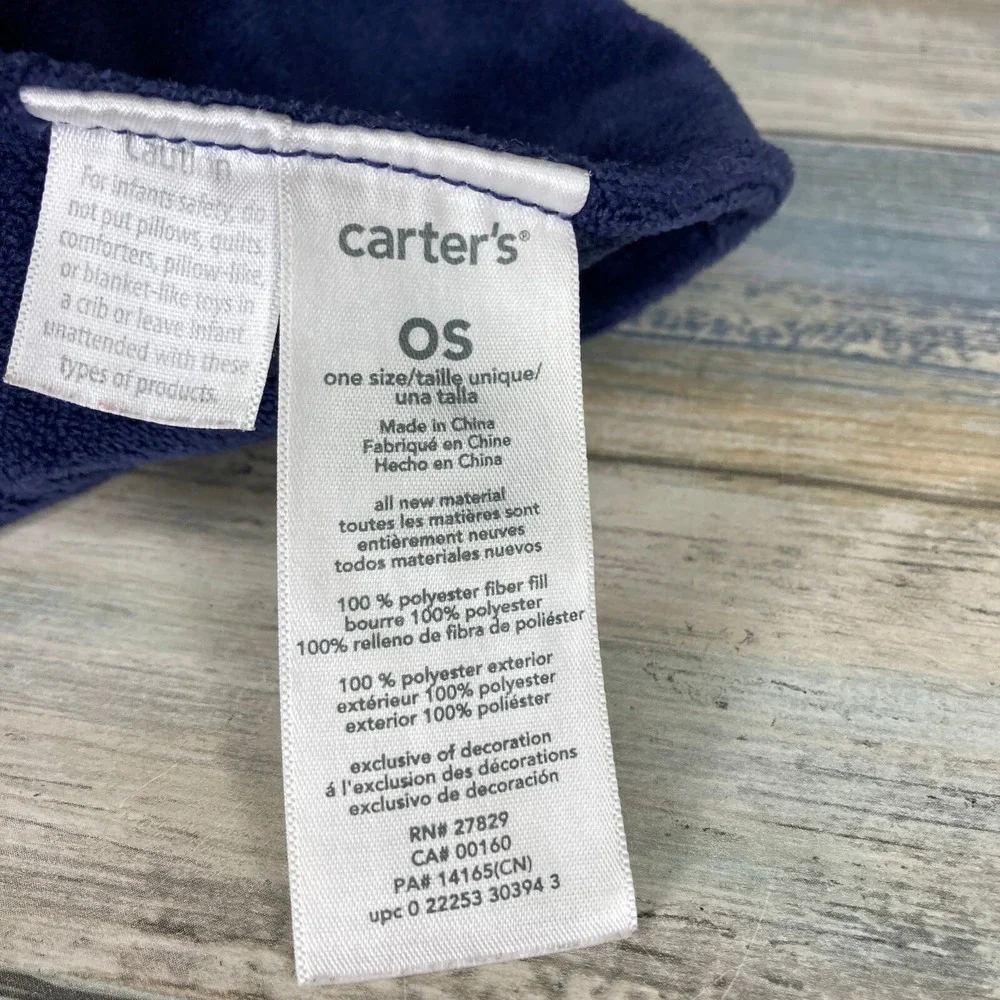 Carters Baby Lovey Elephant Plush Rattle Small Navy Blue Security Blanket